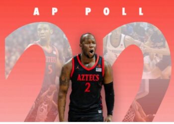 Adam Seiko "presumiendo" el que los Aztecs son el #22 de la nación en el raking de la AP.