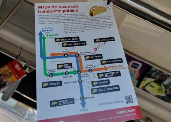 Mapa de tacos en San Diego Trolley