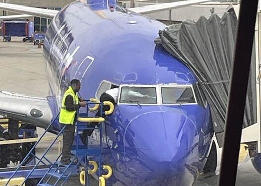Piloto entra a avión por parabrisas