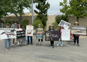 Activistas protestan contra carreras de caballos en Del Mar