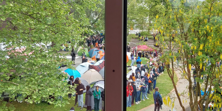 Manifestacion Pro-Palestina en Universidad Libre de Berlin