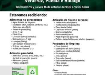UABC instala centros de acopio para apoyar a familias damnificadas de Veracruz, Puebla e Hidalgo