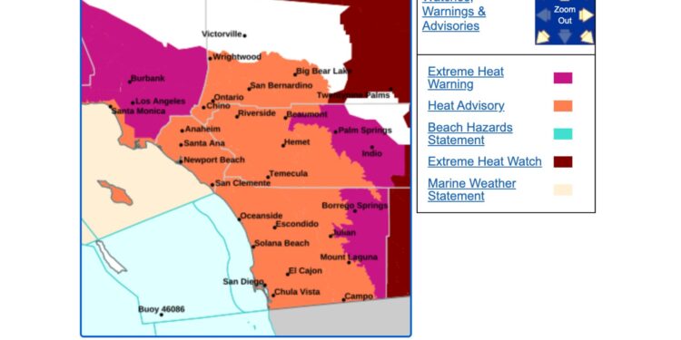 Alerta por calor extremo emite NWS para costas y valles