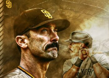 La imagen de Matt Carpenter con el uniforme de los Padres de San Diego.