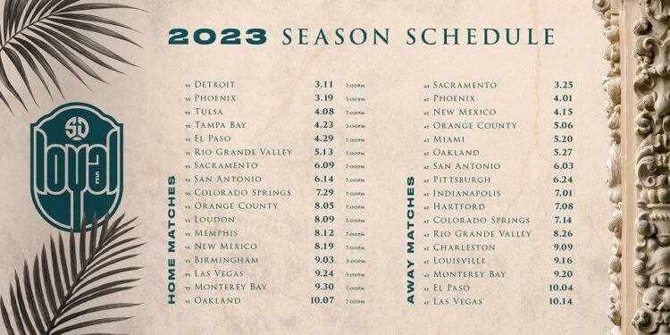 Calendario entero para San Diego Loyal