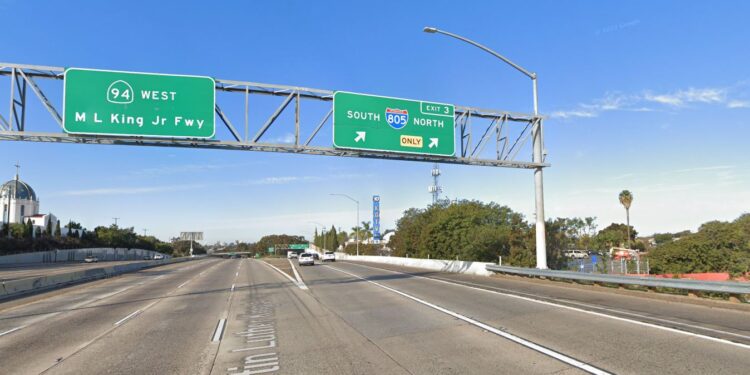 Cierre de conexión entre SR-94 con Interestatal 805 de domingo a jueves por la noche