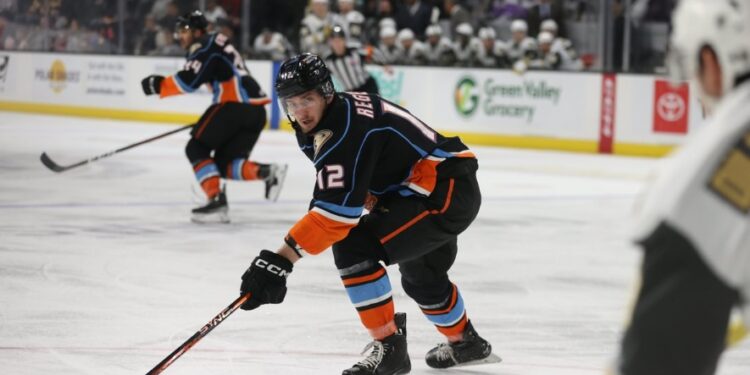 Pavol Regenda manejando el puck en la victoria de Gulls ante Silver Knights.