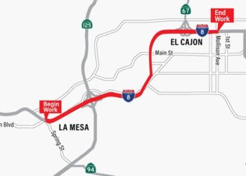 Cierres intermitentes de carriles en lnterestatal I-8 en dirección Este en El Cajon
