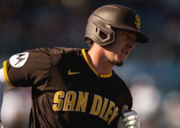 Jackson Merrill tras conectar uno de sus tres imparables para Padres.