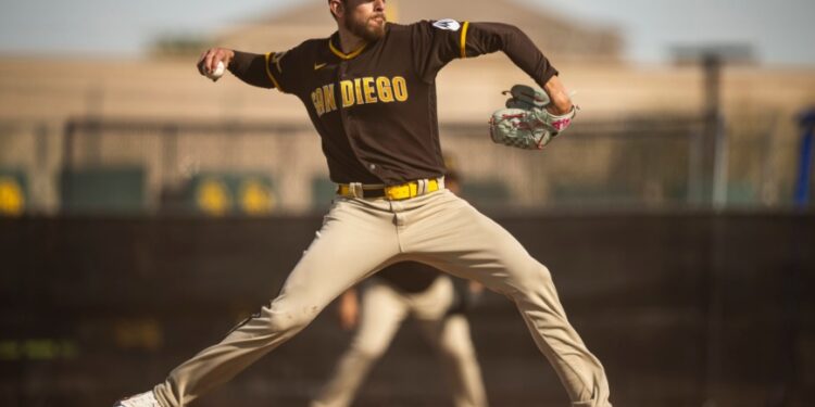 Joe Musgrove entrenando en los campos del Peoria Sports Complex.