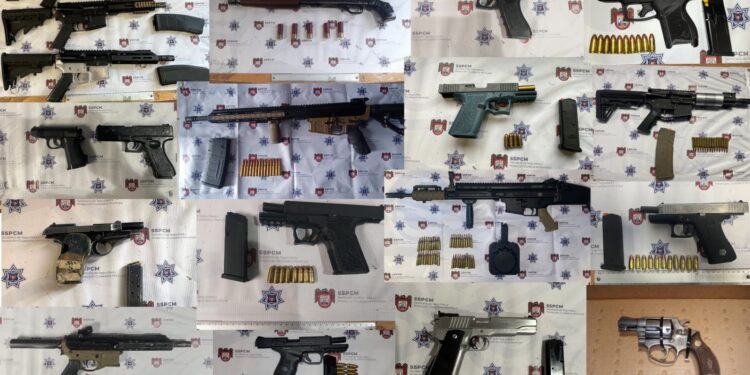 Armas incautadas en Tijuana