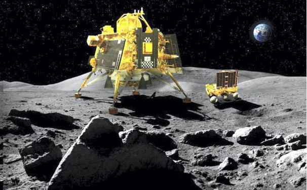 nave no tripulada en el polo sur de la Luna