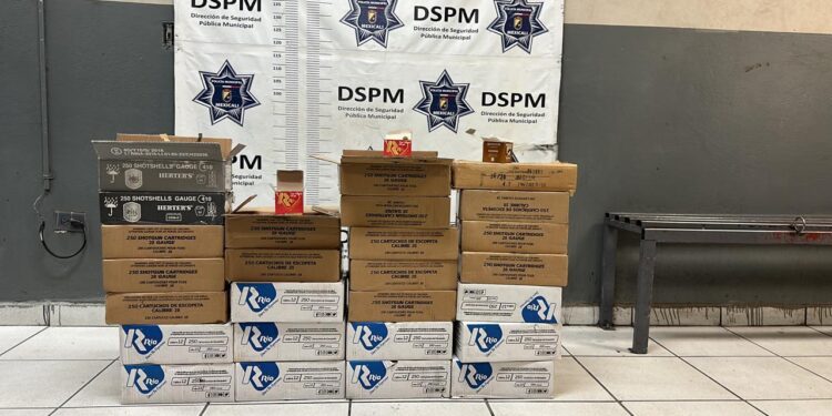 Aseguran 6 mil 500 cartuchos para armas de fuego en Mexicali
