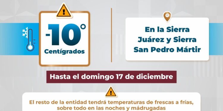 Alertan por bajas temperaturas en Baja California