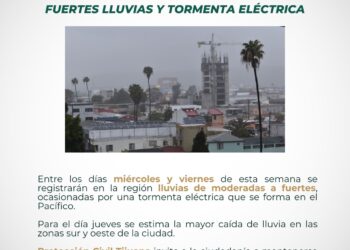 Pronostican fuertes lluvias y tormenta eléctrica en Tijuana