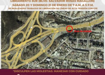 Cerrarán un carril del Libramiento Rosas Magallón durante el fin de semana