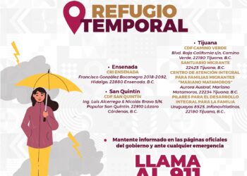 Habilitan refugios temporales en Baja California ante pronósticos de fuertes lluvias