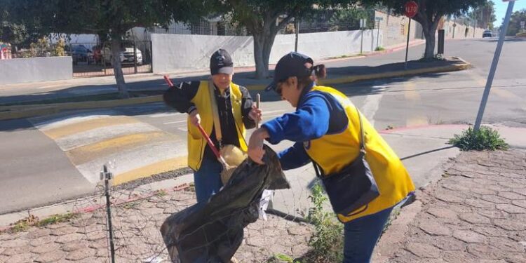Damas del Club de Leones hacen limpieza en alcantarillas y vialidades