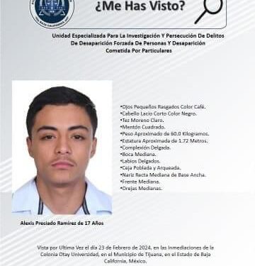 Buscan a Alexis Preciado Ramírez de 17 años