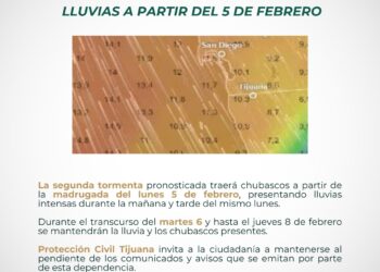 Lluvias continuarán la madrugada del lunes en Tijuana