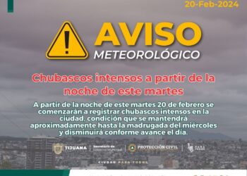 Pronostican chubascos intensos a partir de la noche de este martes