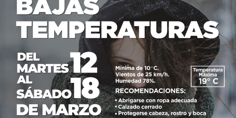 Arribará frente frío la noche del martes a la región