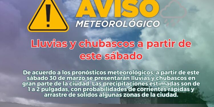 Pronostican lluvias y chubascos a partir de este sábado