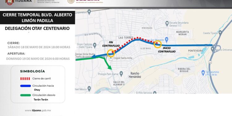 Cerrarán durante 12 horas en bulevar Limón Padilla por obras