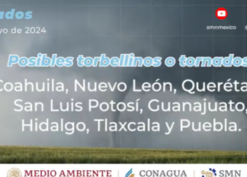 Emiten alerta de tornados en 8 Estados de México
