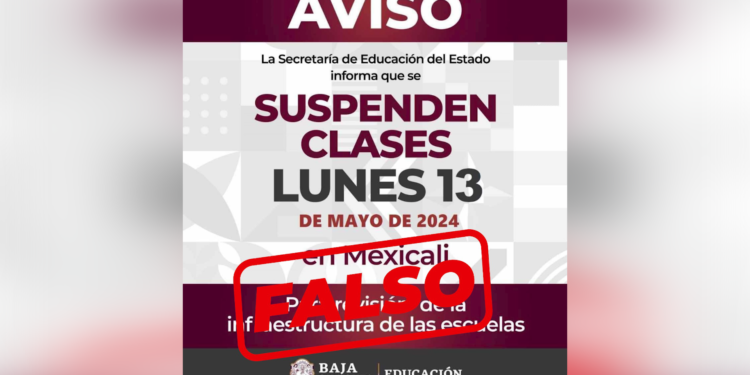 Circula información falsa sobre suspensión de clases el lunes 13 en Mexicali