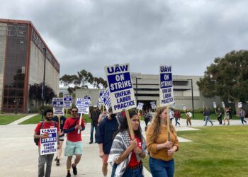 Trabajadores sindicalizados  de UC San Diego se van a huelga en apoyo a protestas estudiantiles
