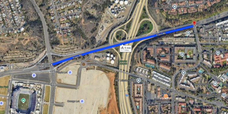 Caltrans agrega carriles para bicicletas en Friars Road