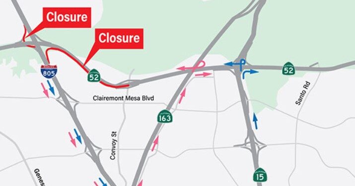 Caltrans anuncia cierre total de la SR-52 en dirección Este durante el fin de semana