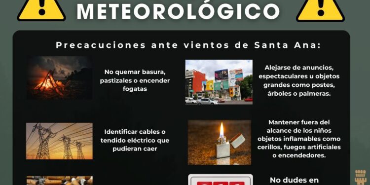 Emiten alerta preventiva por fuertes vientos de Santa Ana en Tijuana