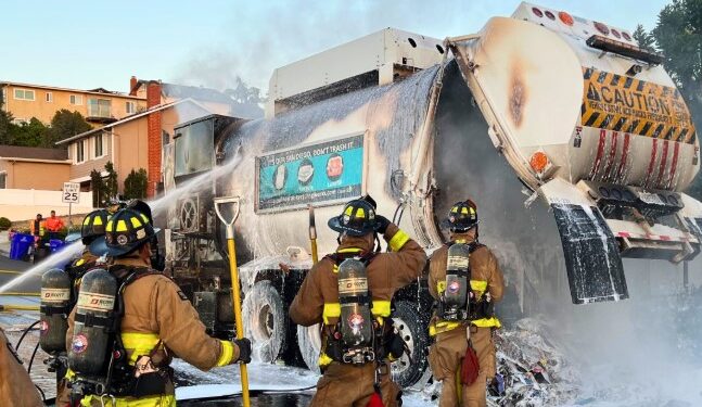 Aumentan los incendios de camiones de basura causados por baterías de litio en San Diego