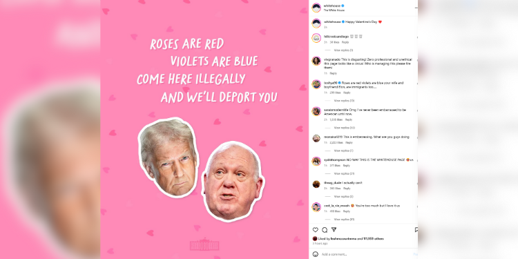 La Casa Blanca publica un post de San Valentín nada romántico
