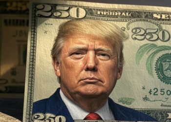 billete de $250 dólares con la imagen de Donald Trump
