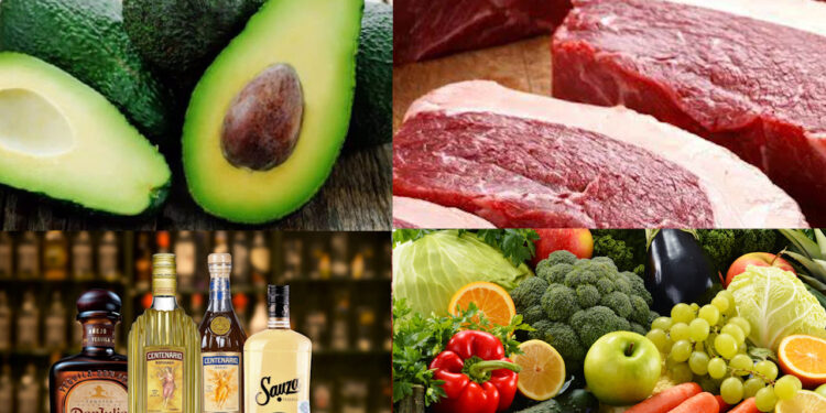 Aranceles de EUA afectarán los precios del aguacate, carnes, frutas y licores