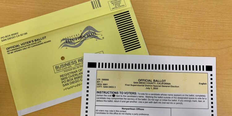 Inician envío de boletas para elección especial del Distrito 1 en San Diego