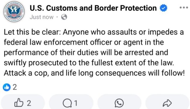 Advierte CBP consecuencias severas para quien agreda a agentes federales