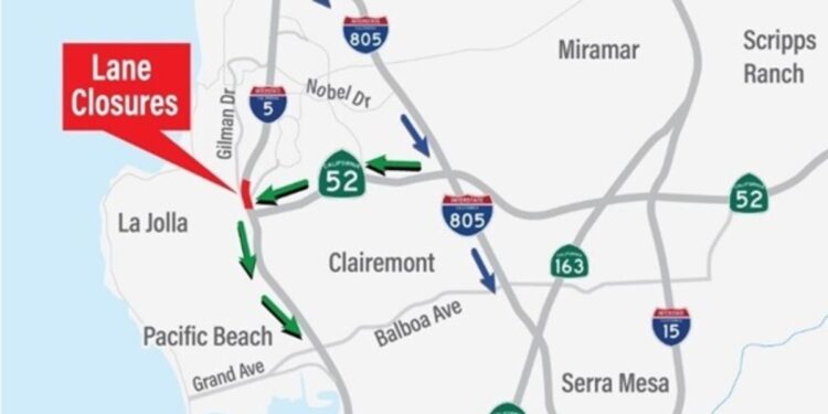 Cierran carriles de la I-5 rumbo sur este fin de semana por trabajos en puente