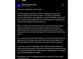 Cuba reporta enfrentamiento con lancha en aguas territoriales