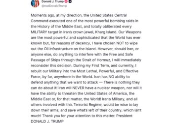 Trump presume haber ejecutado los “bombardeos más poderosos de la historia” contra Irán