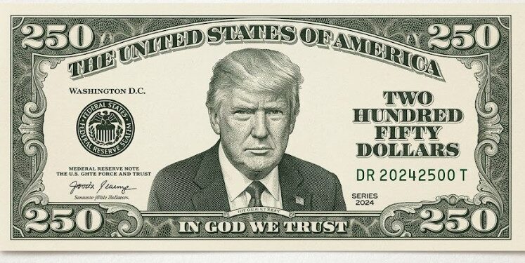 Diseñan en Estados Unidos billete con el rostro de Donald Trump