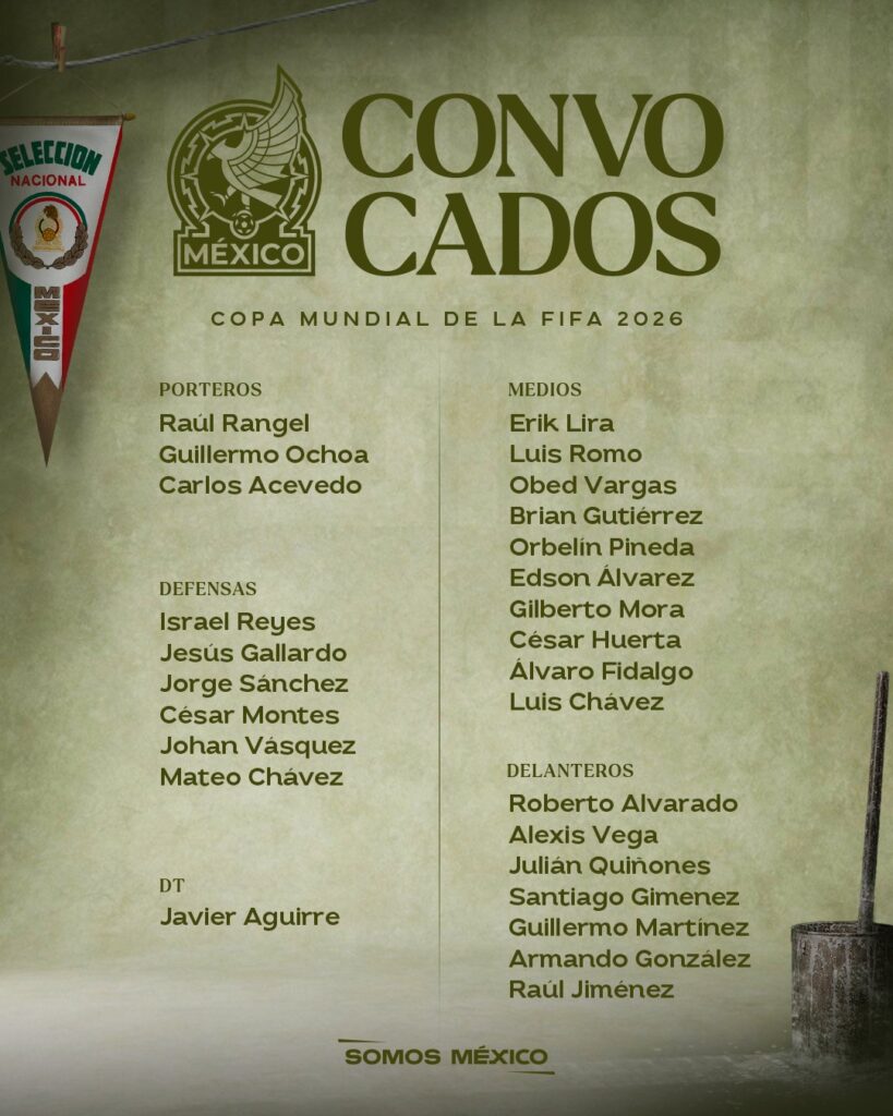 Anuncian lista oficial de convocados mexicanos para el Mundial 2026 ...