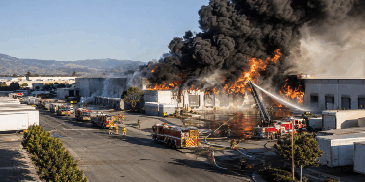 Incendio destruye almacén médico en California