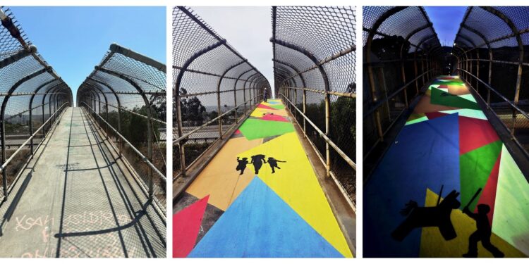 Inauguran en San Ysidro el colorido puente peatonal Alebrije en Willow Road