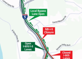 Caltrans cerrará carriles de la I-5 y la I-805 por trabajos de pavimentación