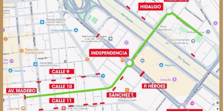 Anuncian cierres viales en la Zona del Río por festejos del Grito de Independencia