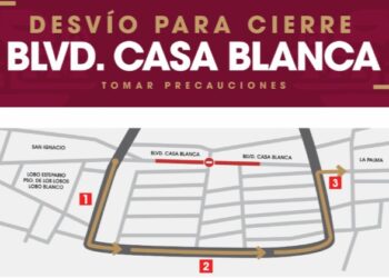 Cierran tramo del bulevar Casa Blanca por reparación de estructura pluvial